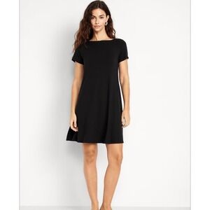 Womens L Old Navy Jersey Knit Swing Dress‎ Short Slevee Black Jack Sundress